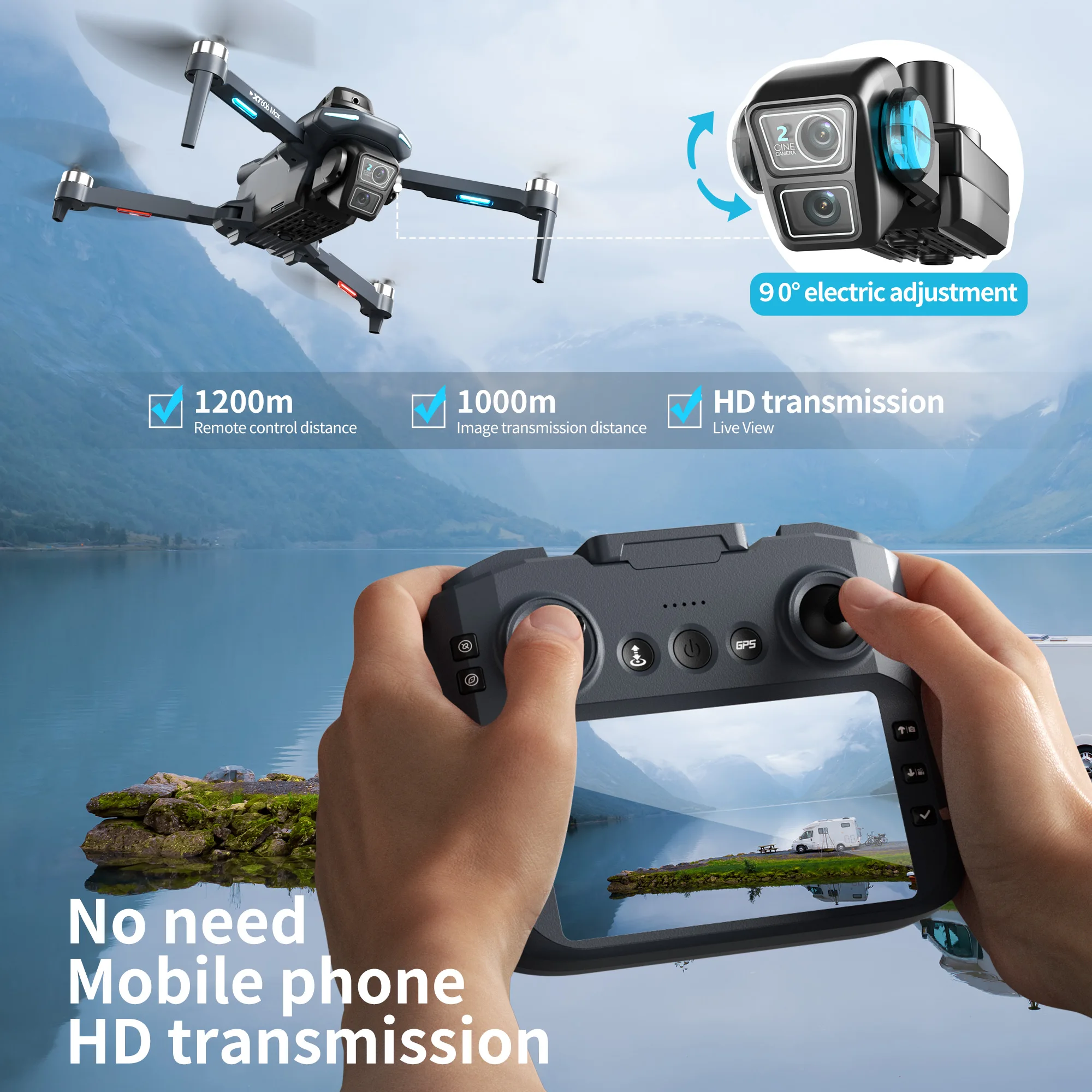 XT606 MAX GPS Drone 4k Profess - огляд і ціна Drone Camera With Gimbal